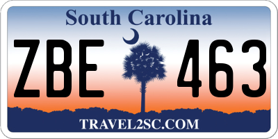 SC license plate ZBE463