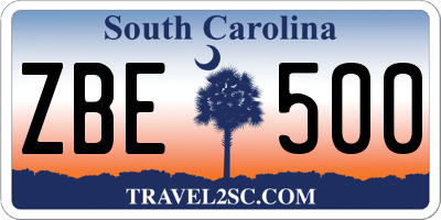 SC license plate ZBE500
