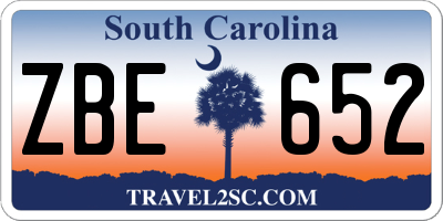 SC license plate ZBE652