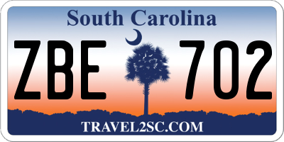 SC license plate ZBE702