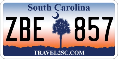 SC license plate ZBE857