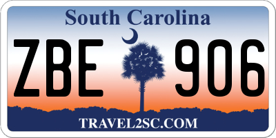 SC license plate ZBE906