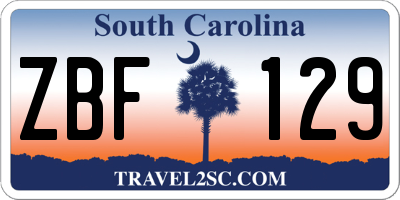 SC license plate ZBF129