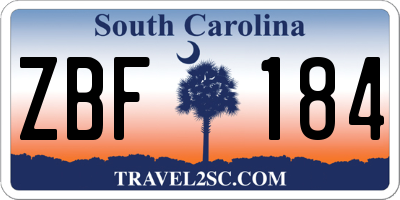 SC license plate ZBF184
