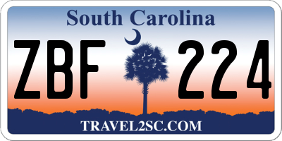 SC license plate ZBF224
