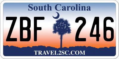 SC license plate ZBF246