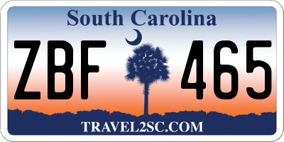 SC license plate ZBF465