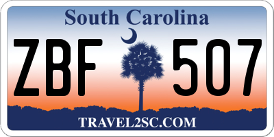 SC license plate ZBF507