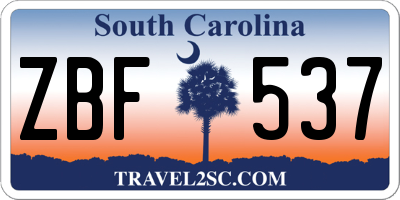 SC license plate ZBF537