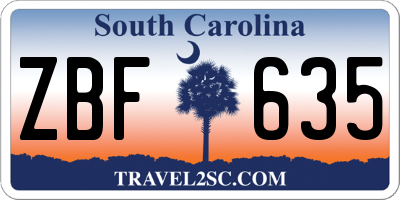 SC license plate ZBF635