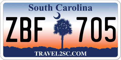 SC license plate ZBF705