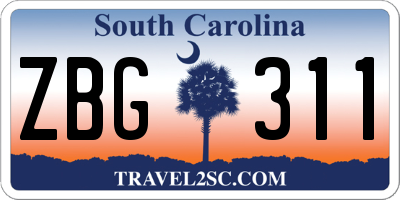 SC license plate ZBG311