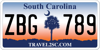 SC license plate ZBG789