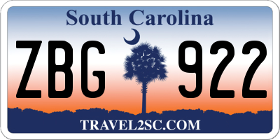 SC license plate ZBG922