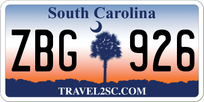 SC license plate ZBG926