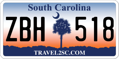 SC license plate ZBH518