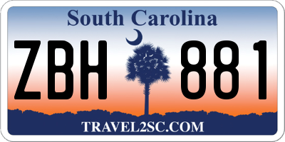 SC license plate ZBH881