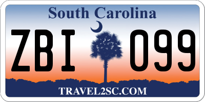 SC license plate ZBI099