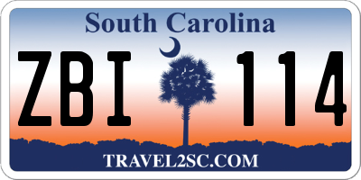 SC license plate ZBI114
