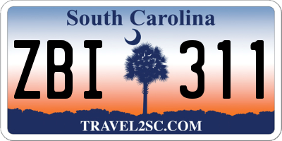 SC license plate ZBI311