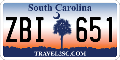 SC license plate ZBI651