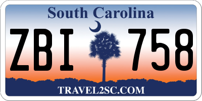 SC license plate ZBI758
