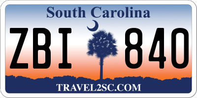 SC license plate ZBI840