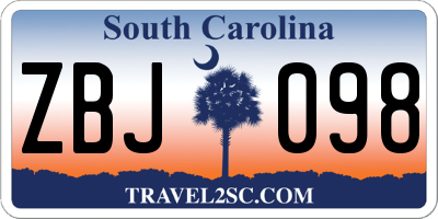 SC license plate ZBJ098