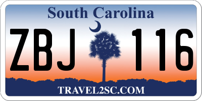 SC license plate ZBJ116