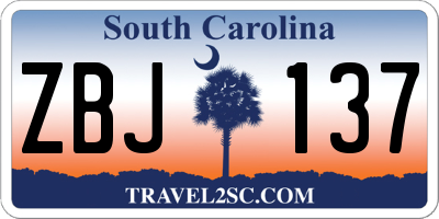 SC license plate ZBJ137
