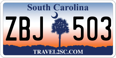 SC license plate ZBJ503