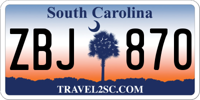 SC license plate ZBJ870