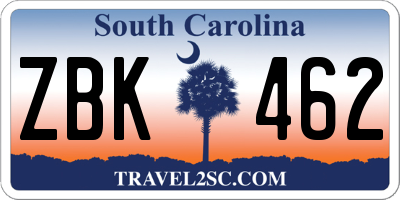 SC license plate ZBK462