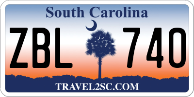 SC license plate ZBL740