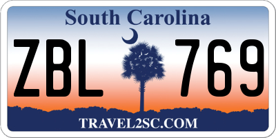 SC license plate ZBL769