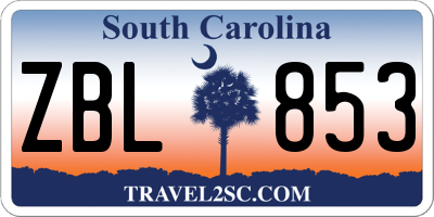SC license plate ZBL853