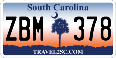 SC license plate ZBM378