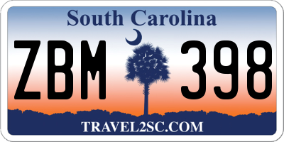SC license plate ZBM398