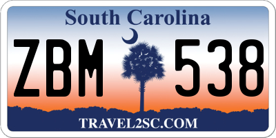 SC license plate ZBM538