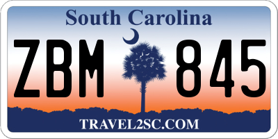 SC license plate ZBM845