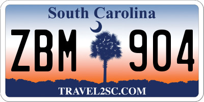 SC license plate ZBM904