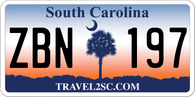SC license plate ZBN197