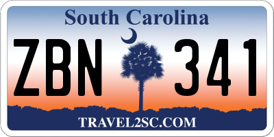 SC license plate ZBN341
