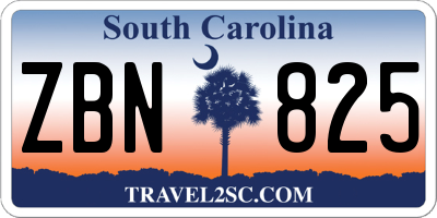SC license plate ZBN825