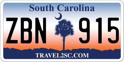 SC license plate ZBN915