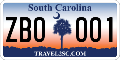 SC license plate ZBO001