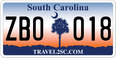 SC license plate ZBO018