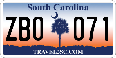 SC license plate ZBO071