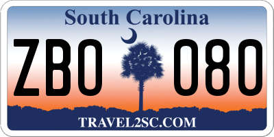 SC license plate ZBO080