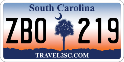 SC license plate ZBO219